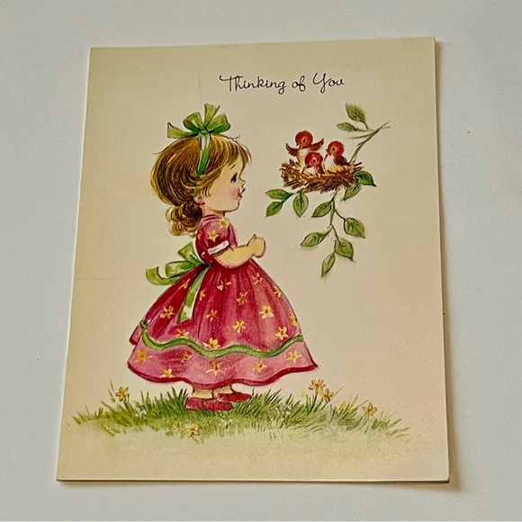 Lot of 3 Vintage Greeting Cards 1970s & 1980s Holly Hobbie Thinking of Uou Cute - Picture 7 of 8